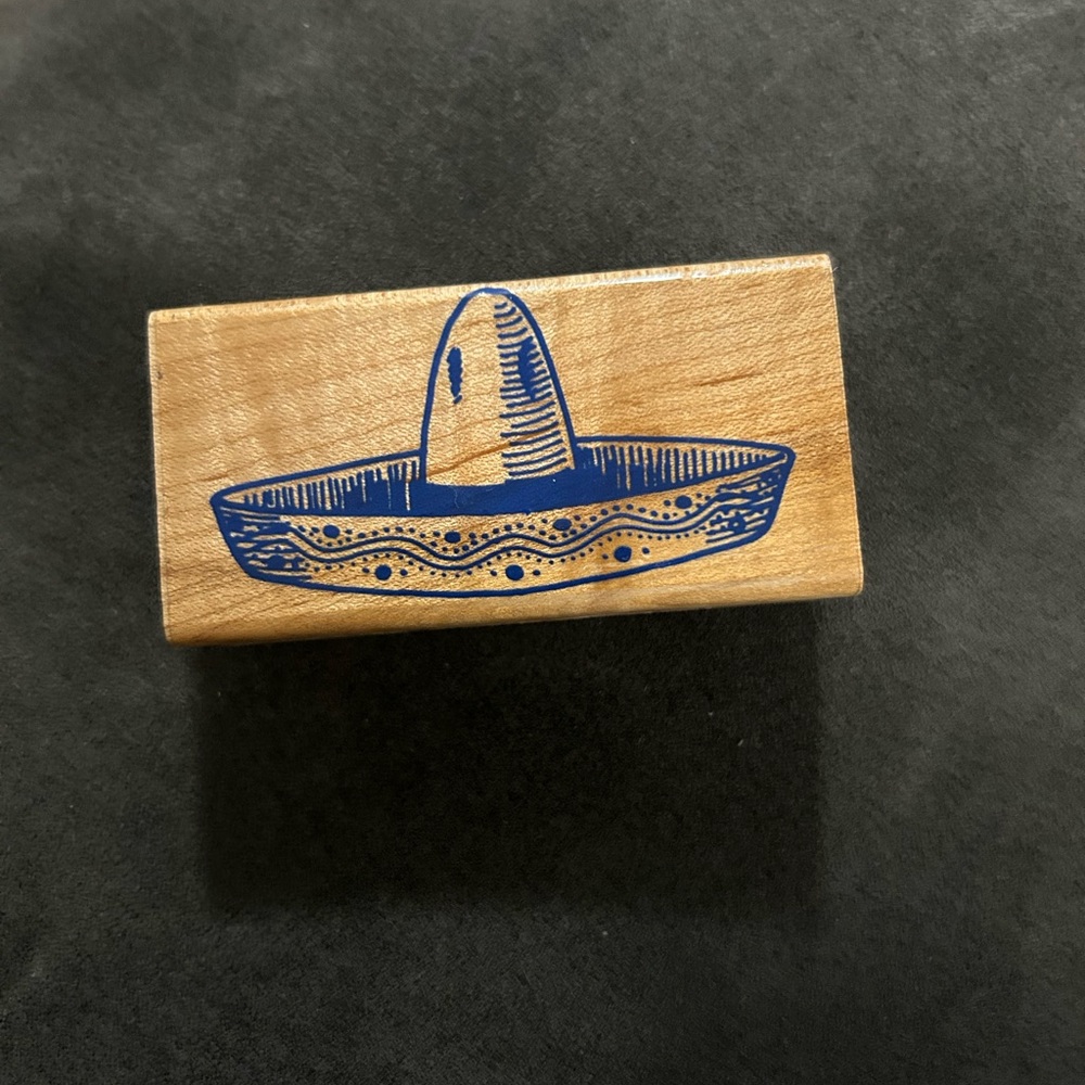 Wooden Sombrero Stamp - Blue Print